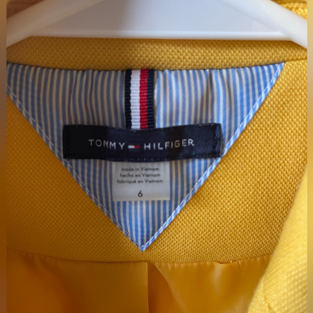 Tommy Hilfiger Jersey Yellow Lined Blazer Jacket Size 6 - Picture 5 of 5